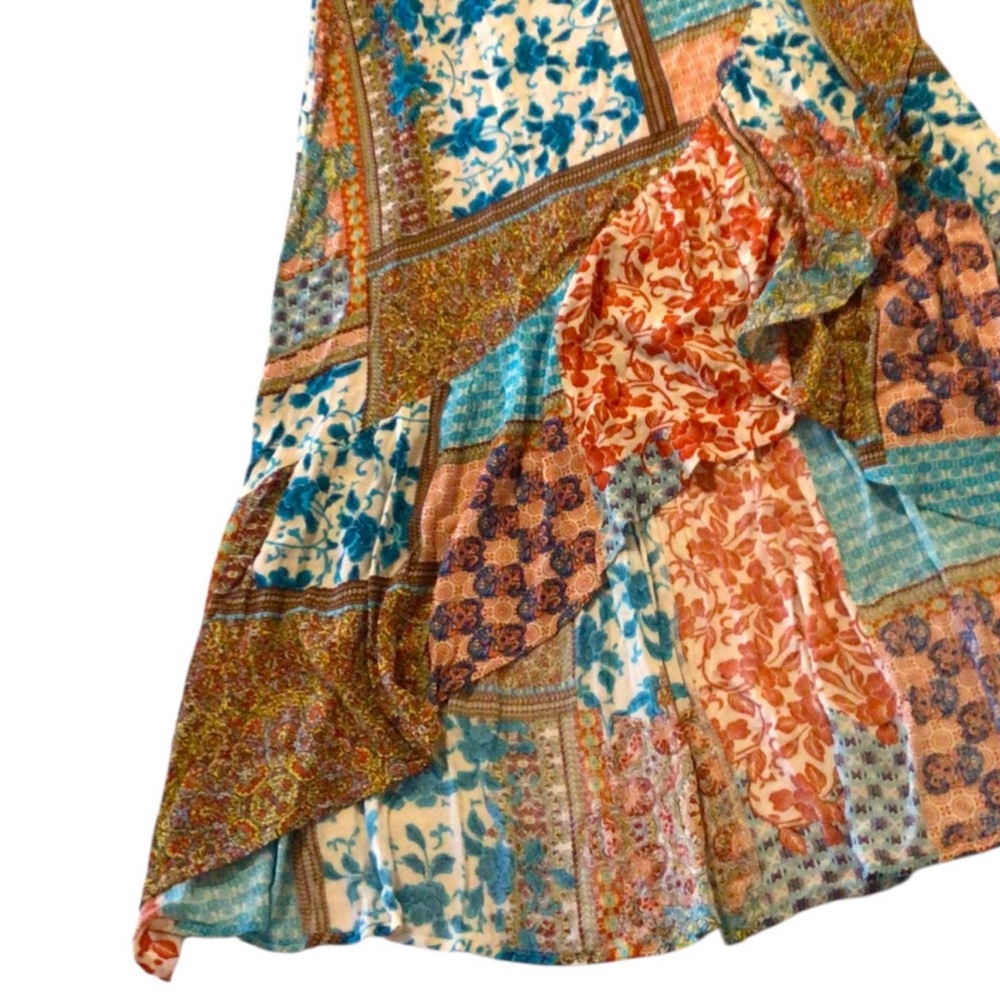 Kori Patchwork Hi-Low Maxi Festival Western Cowgirl Skirt Sz M - Picture 9 of 15